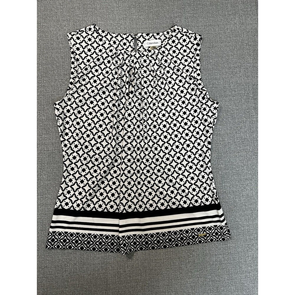 Calvin Klein Black and White Women’s Blouse - Size Medium